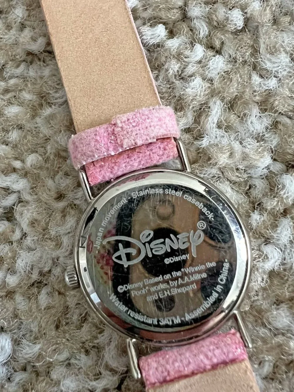 Y2K Eeyore Disney Cuties Winnie The Pooh Pink Sparkle Leather Watch Vintage